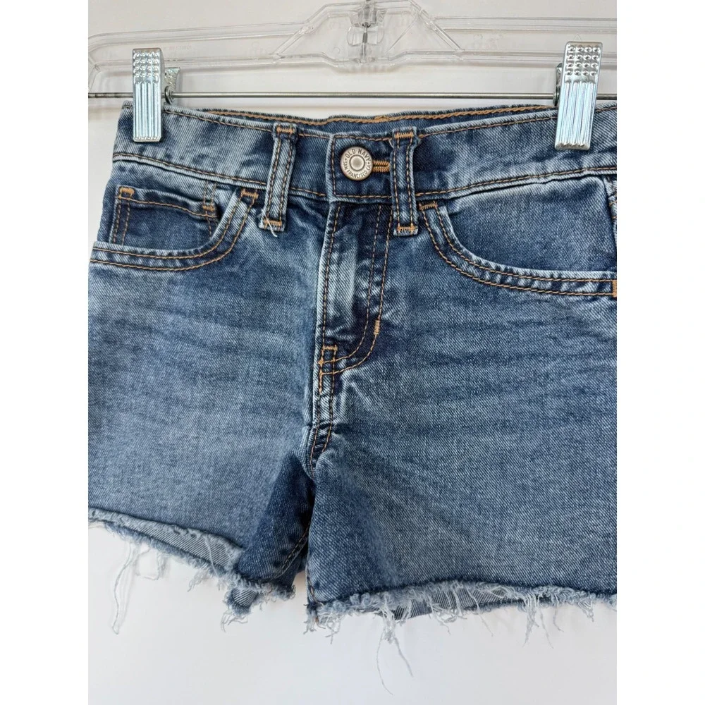 Old Navy Kids Blue Denim Cutoff Shorts High Rise Adjustable Waist Size 7 Slim